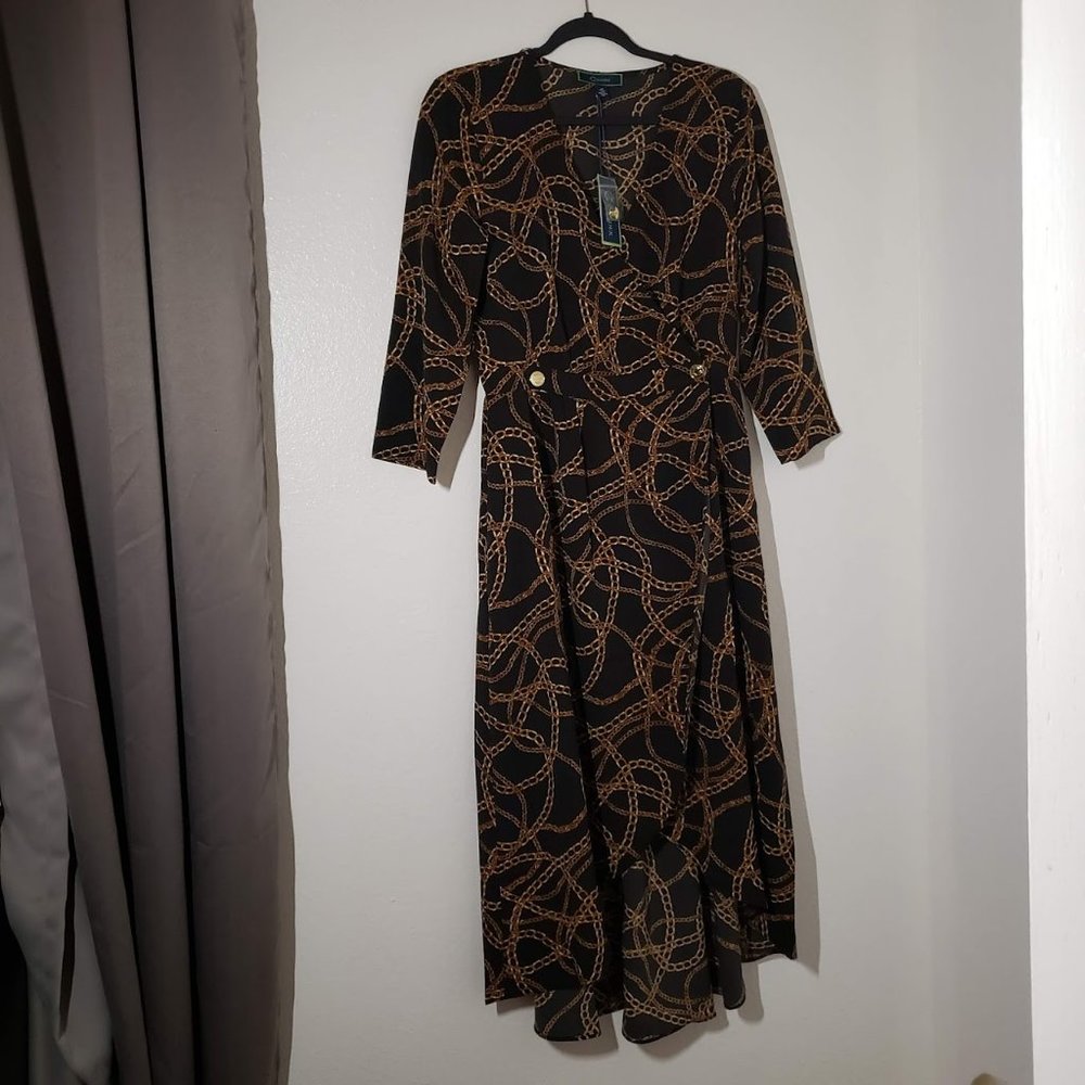 NEW Women's long Sleeve Wrap Front Maxi Midi Dress high low Size XS